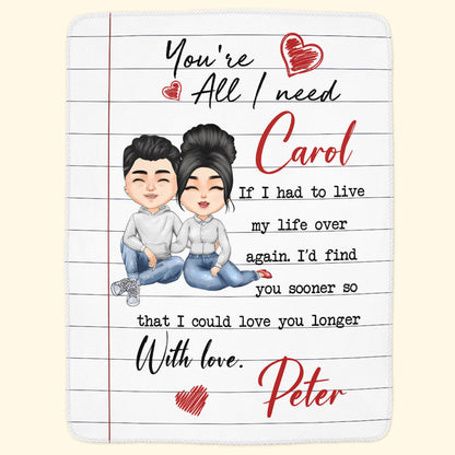 You Are All I Need - Personalized Couple Love Letter Blanket