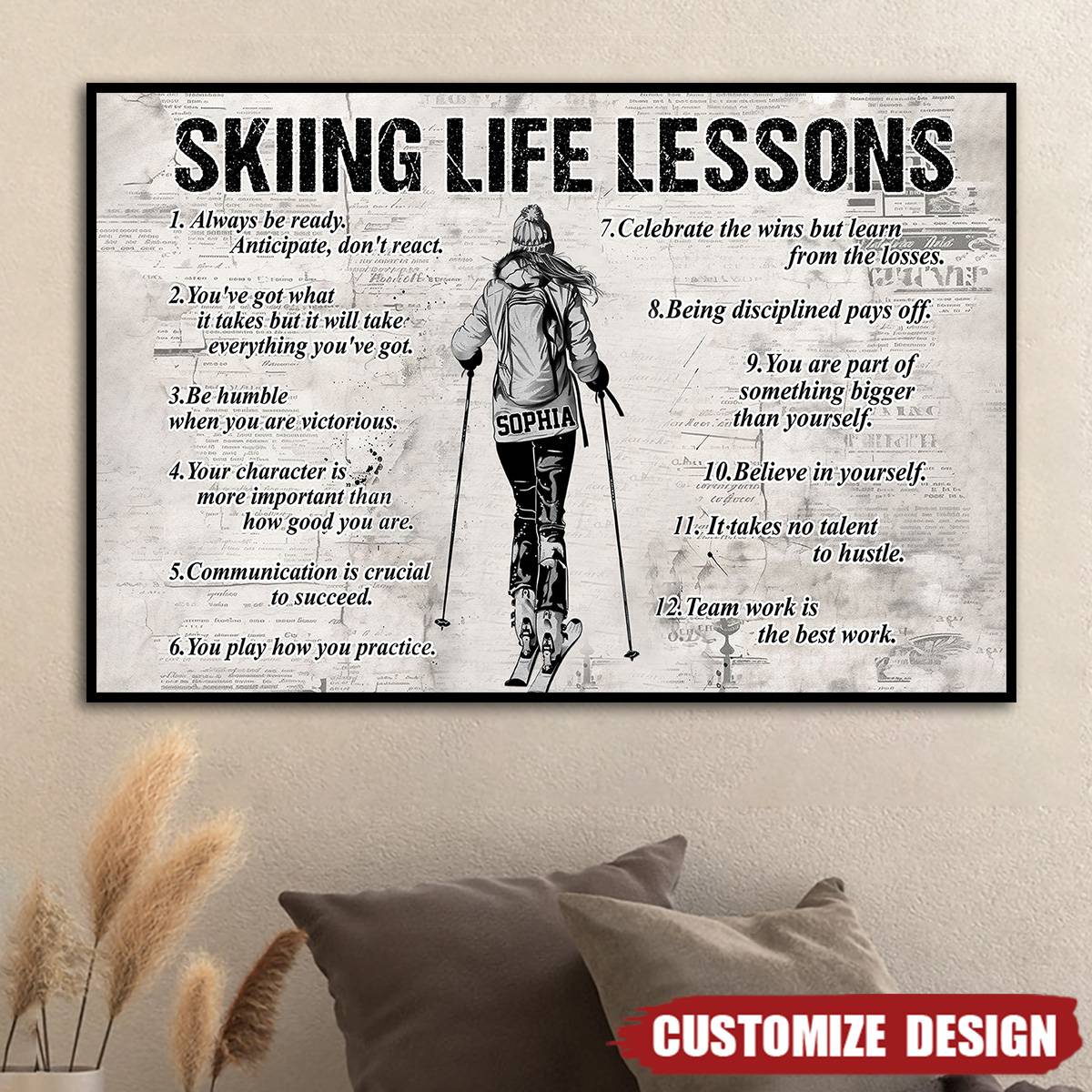 Personalized Skiing Life Lessons Poster / Canvas - Gift For Skiing Lovers