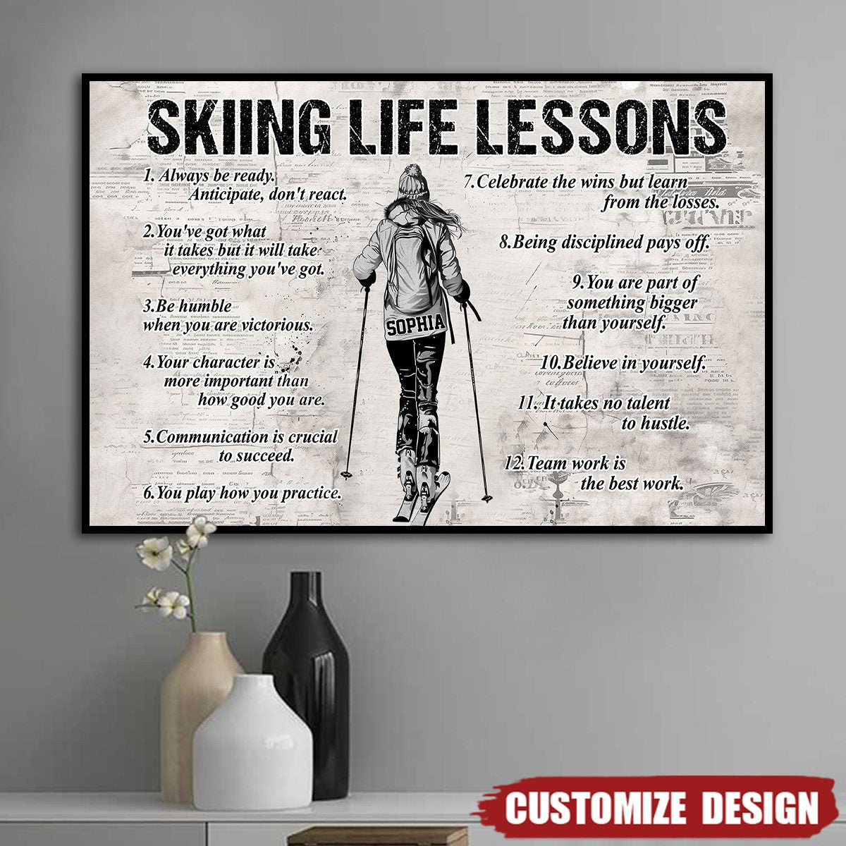 Personalized Skiing Life Lessons Poster / Canvas - Gift For Skiing Lovers