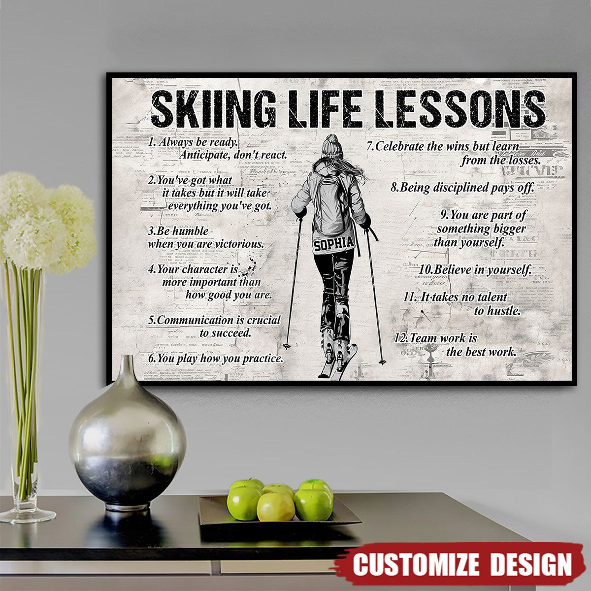 Personalized Skiing Life Lessons Poster / Canvas - Gift For Skiing Lovers