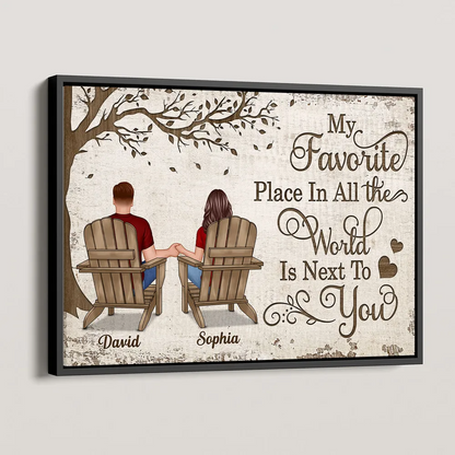 Personalized Back View Couple Sitting Under Tree Poster / Canvas - Custom Anniversary Gift For Your Loved Ones