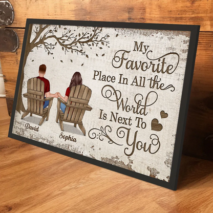 Personalized Back View Couple Sitting Under Tree Poster / Canvas - Custom Anniversary Gift For Your Loved Ones