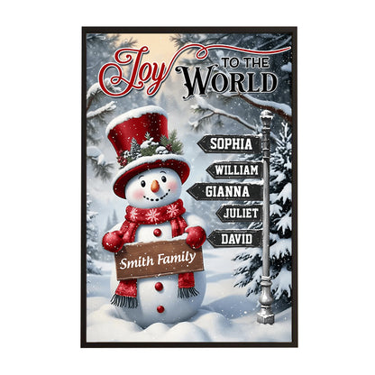 Personalized Snowman Family Christmas Poster / Canvas - Custom Wall Art with Names