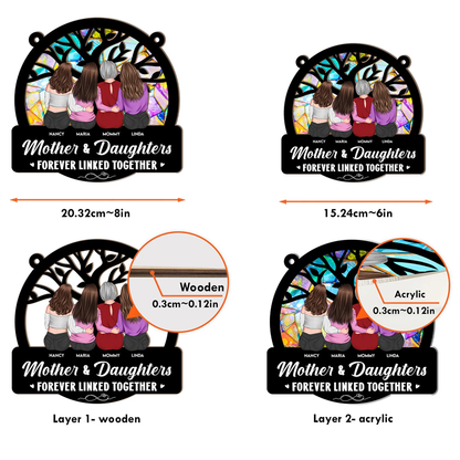 Custom Mother & Daughters Suncatcher: 'Forever Linked Together' Keepsake Gift