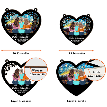 Heartfelt Personalized Suncatcher for Mom & Daughters: 'Forever Linked Together'