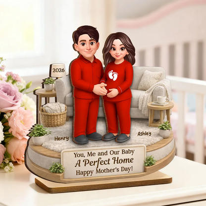 Personalized “You, Me & Our Baby” Wooden Plaque - Heartfelt Gift for Expecting Wife