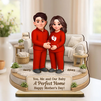 Personalized “You, Me & Our Baby” Wooden Plaque - Heartfelt Gift for Expecting Wife