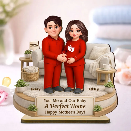 Personalized “You, Me & Our Baby” Wooden Plaque - Heartfelt Gift for Expecting Wife