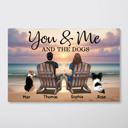 Custom 'You & Me And The Dogs' Canvas Gift for Dog Loving Couples