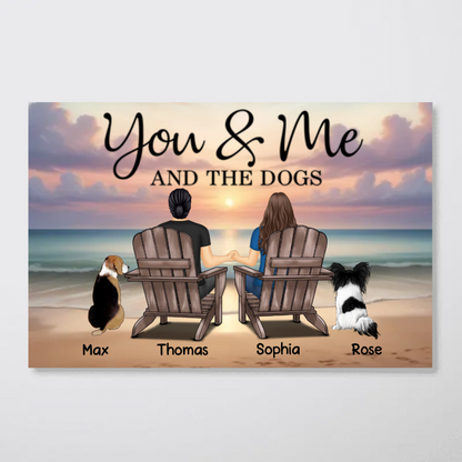 Custom 'You & Me And The Dogs' Canvas Gift for Dog Loving Couples