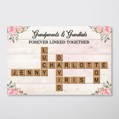 Custom Grandparents & Grandkids Forever Linked Together Scrabble Canvas