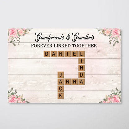 Custom Grandparents & Grandkids Forever Linked Together Scrabble Canvas