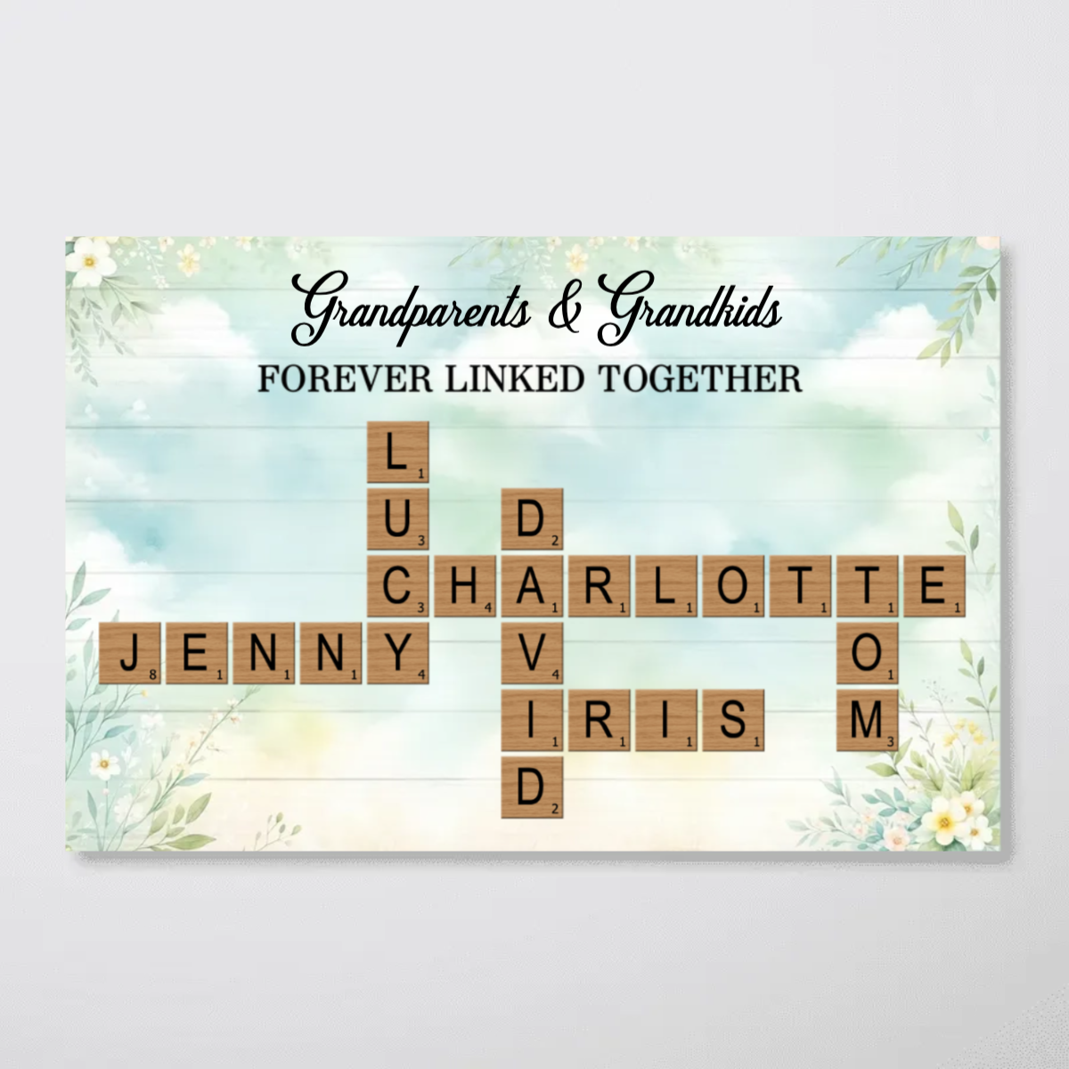 Custom Grandparents & Grandkids Forever Linked Together Scrabble Canvas