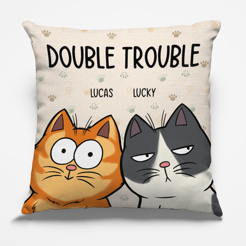 “Double Trouble” Custom Pet Pillow - Personalized Cat & Dog Gift