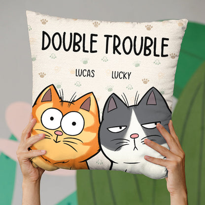 “Double Trouble” Custom Pet Pillow - Personalized Cat & Dog Gift