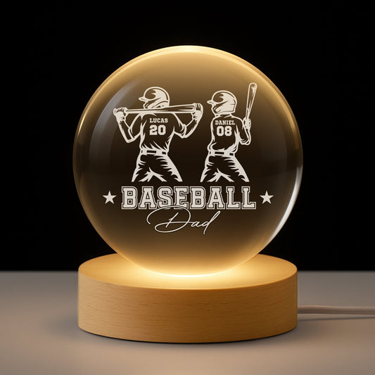 Personalized Baseball Mom Crystal Lamp for Mom with personalized design details for meaningful gifting