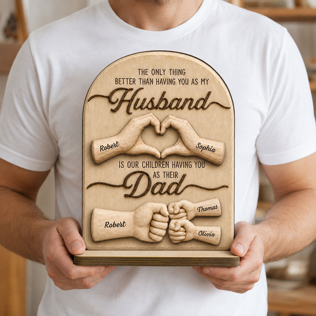 Personalized Husband Dad Wooden Plaque for Husband with personalized design details for meaningful gifting image 6