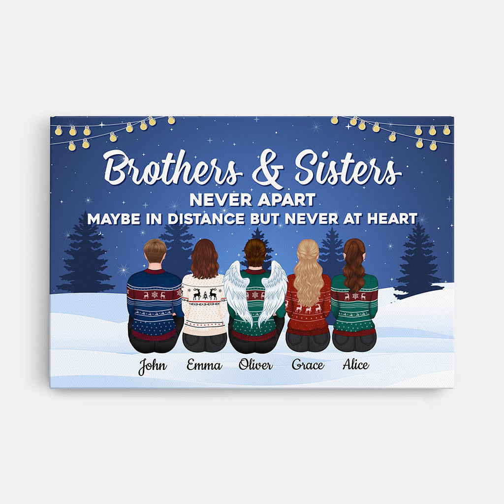 Personalized Brothers & Sisters Forever Love Canvas with Memorial For Loved One Angel Wings