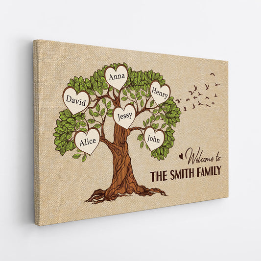 Personalized Family Tree Canvas: Welcome to Our Family Wall Art