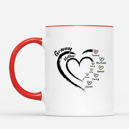 Grandma & Mummy - Personalised Heart Design Mug