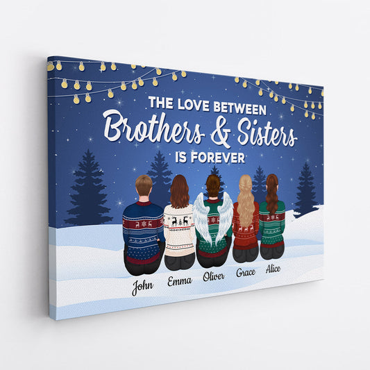 Personalized Brothers & Sisters Forever Love Canvas with Memorial For Loved One Angel Wings