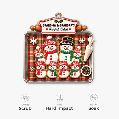 Grandma & Grandpa's Perfect Batch Snowman Acrylic Ornament - Personalized Family Keepsake