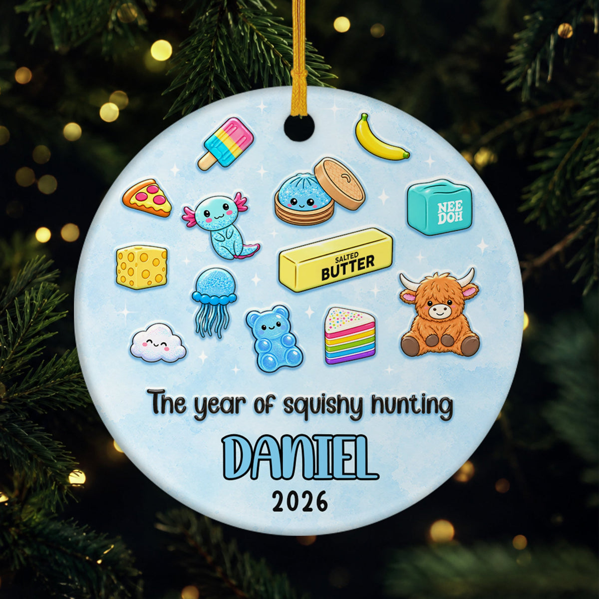 The Year of Squishy Hunting Personalized Ceramic Ornament - Custom Christmas Gift for Kids