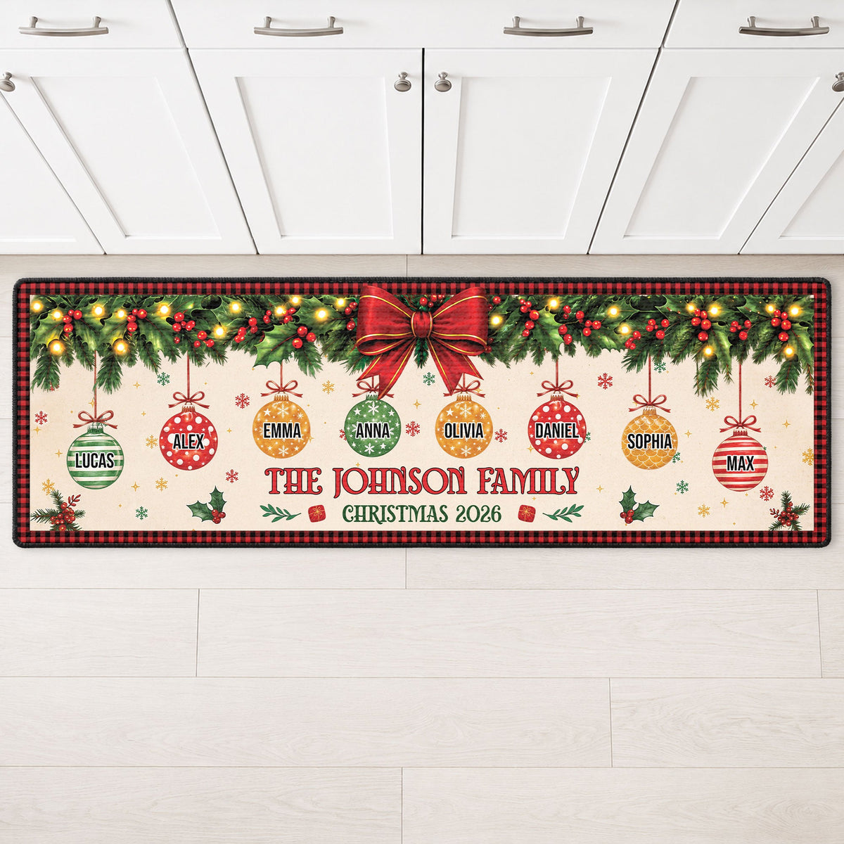 Family Name 2026 Personalized Christmas Runner Rug - Holiday Gift for the Family
