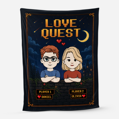 Love Quest Personalized Couple Blanket - Custom Anniversary Gift for Boyfriend & Girlfriend