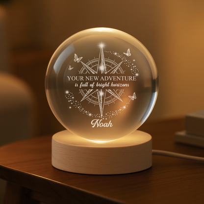 Personalized Retirement Crystal Ball Lamp personalization view for Colleagues