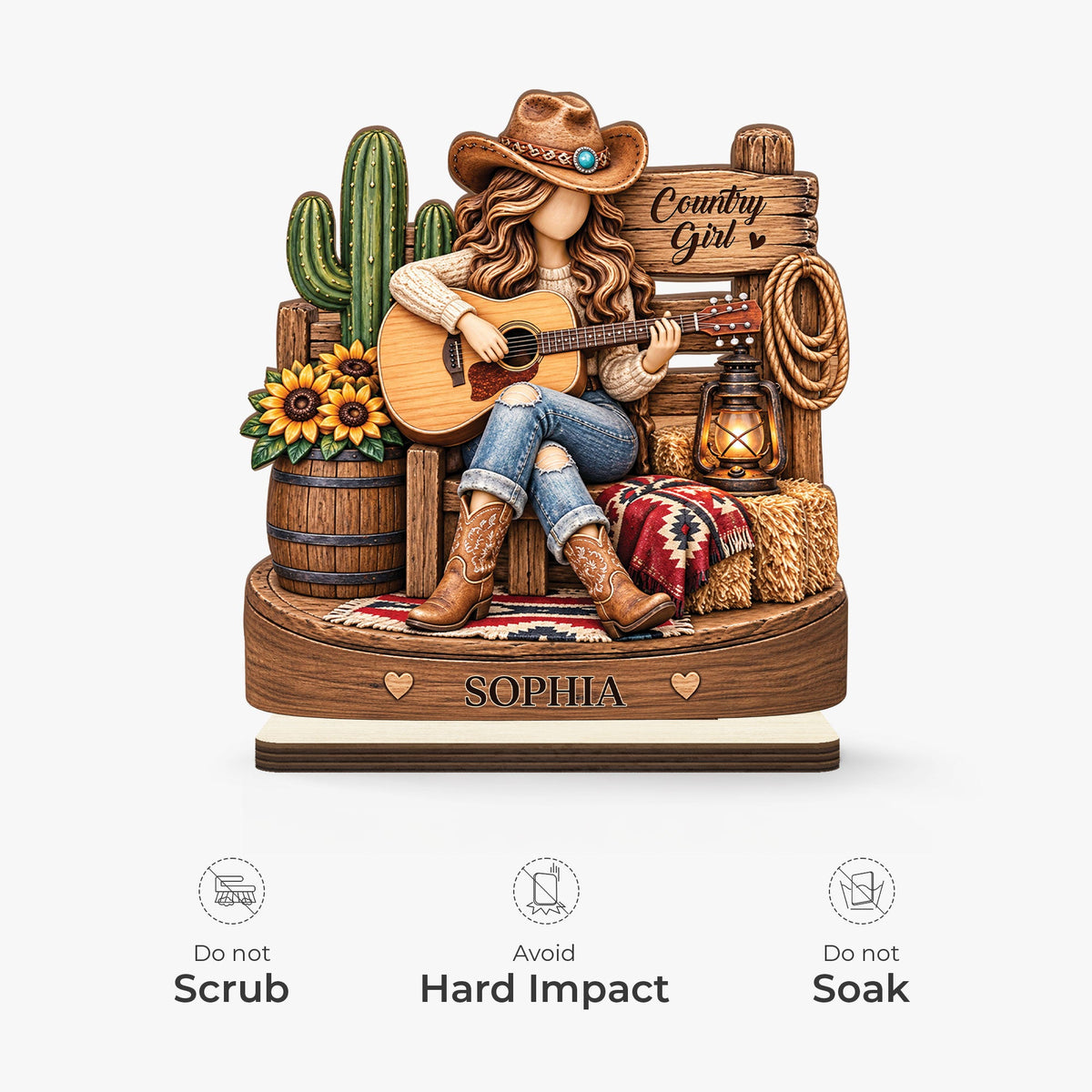 Custom Country Guitar Player Wooden Plaque - Personalized Gift for Music Lovers