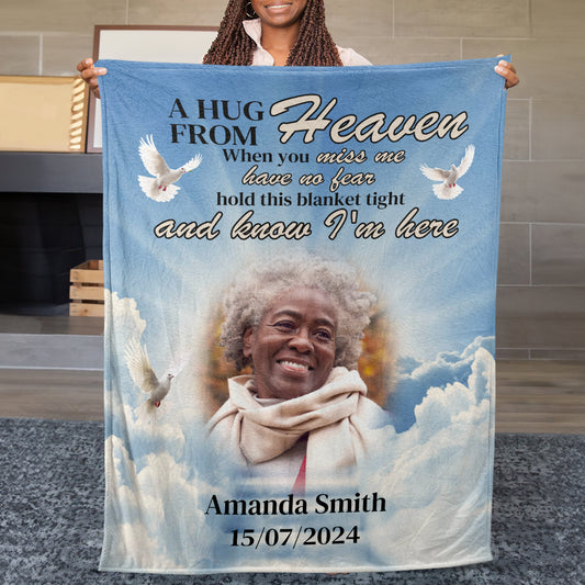 Heaven’s Embrace: ‘When You Miss Me, Have No Fear’ Personalized Blanket