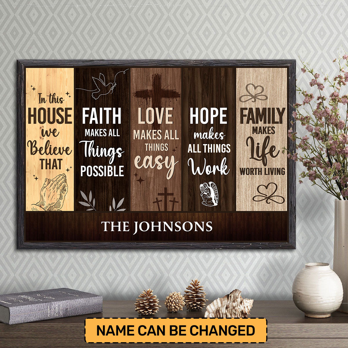 Personalized "In This House We Believe" Family Faith Hope Love Canvas
