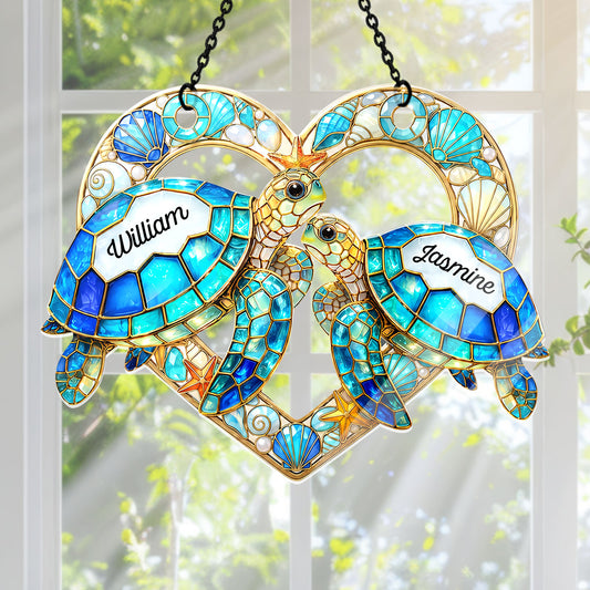 So Many In The Sea - Personalized Sea Turtle Couple Acrylic Suncatcher