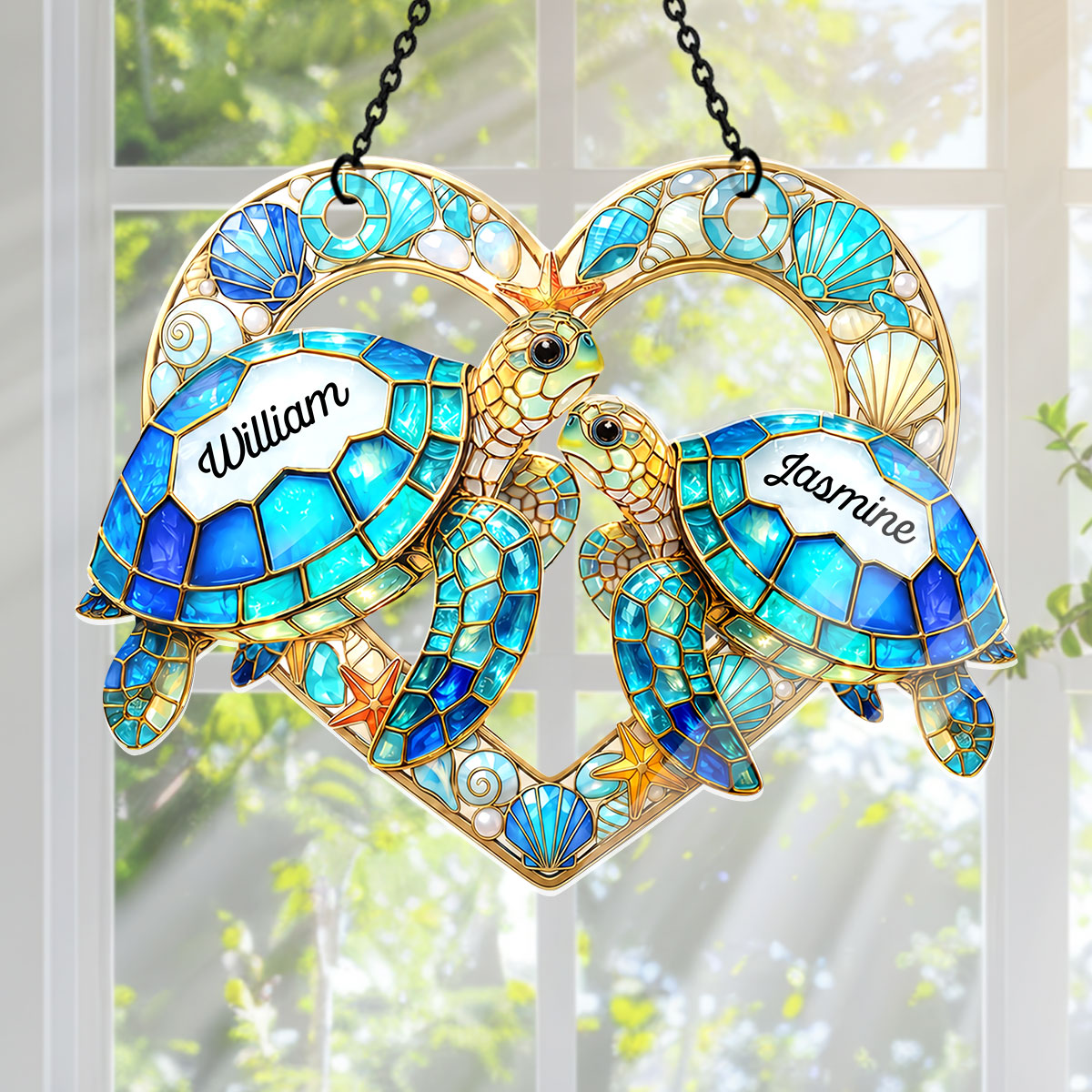 So Many In The Sea - Personalized Sea Turtle Couple Acrylic Suncatcher