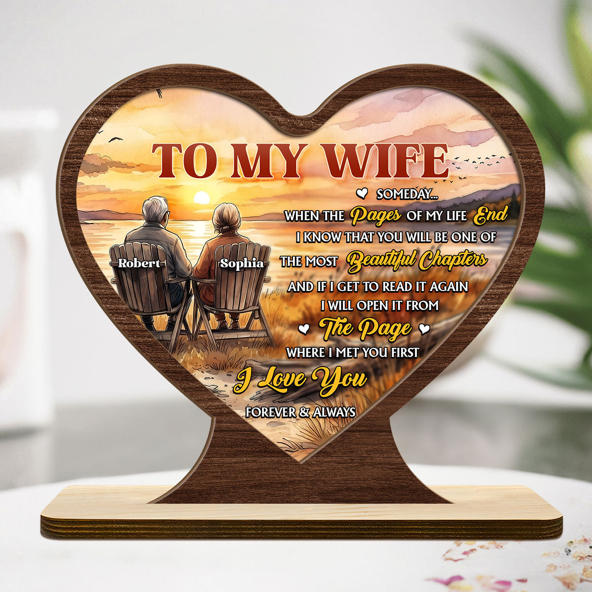 To My Husband / Wife: Our Love In Every Chapter - Personalized 2-Layer Wood Plaque