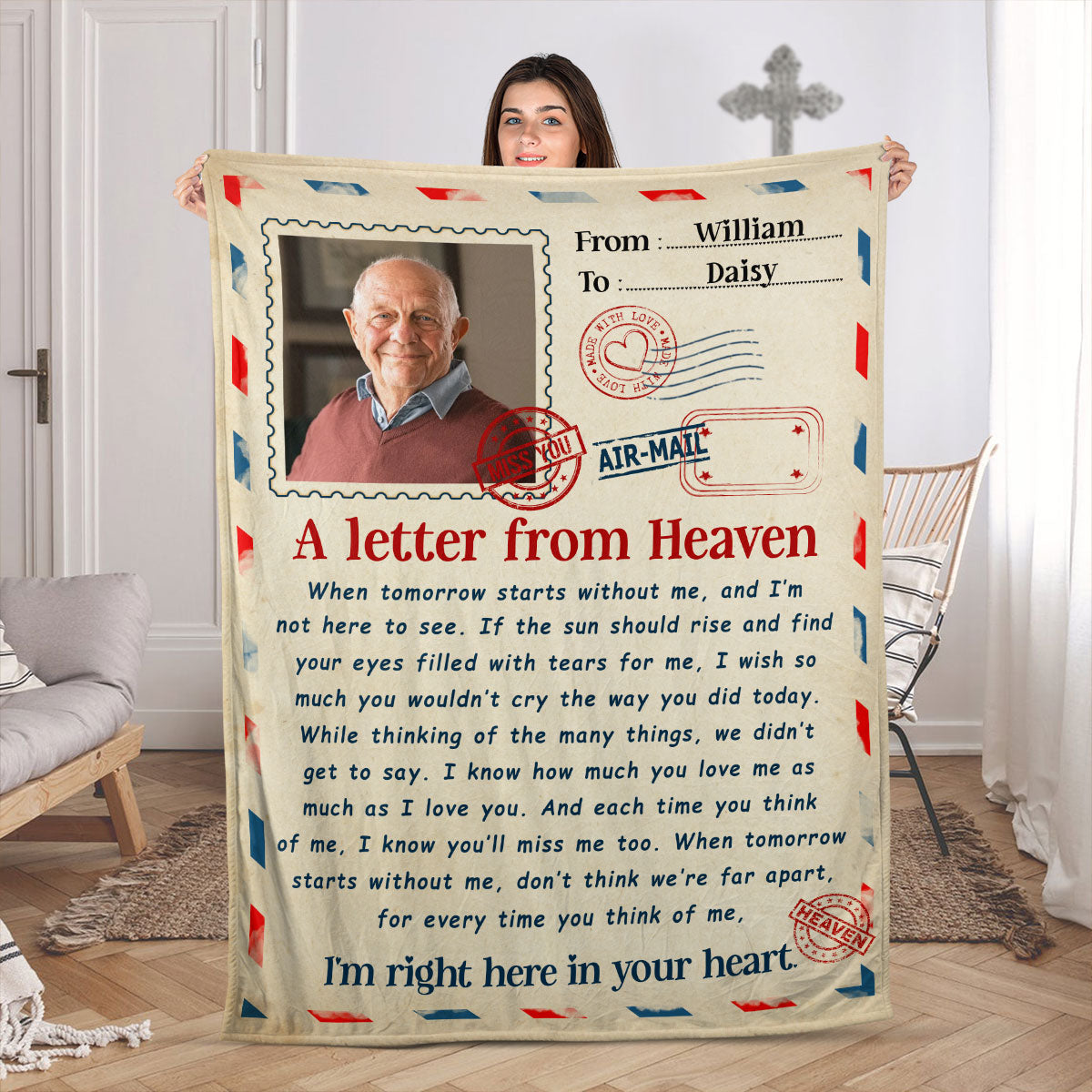 Wrapped in a Letter from Heaven - Personalized Memorial Blanket