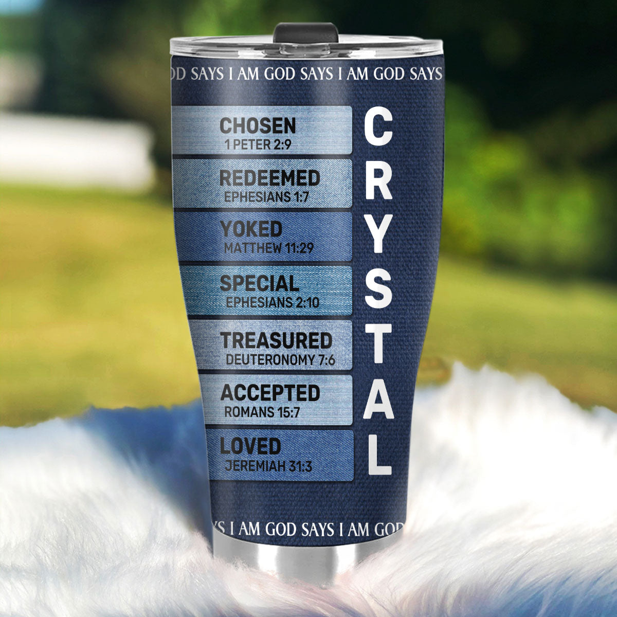 God Says I Am - Custom Engraved Stainless Steel Tumbler