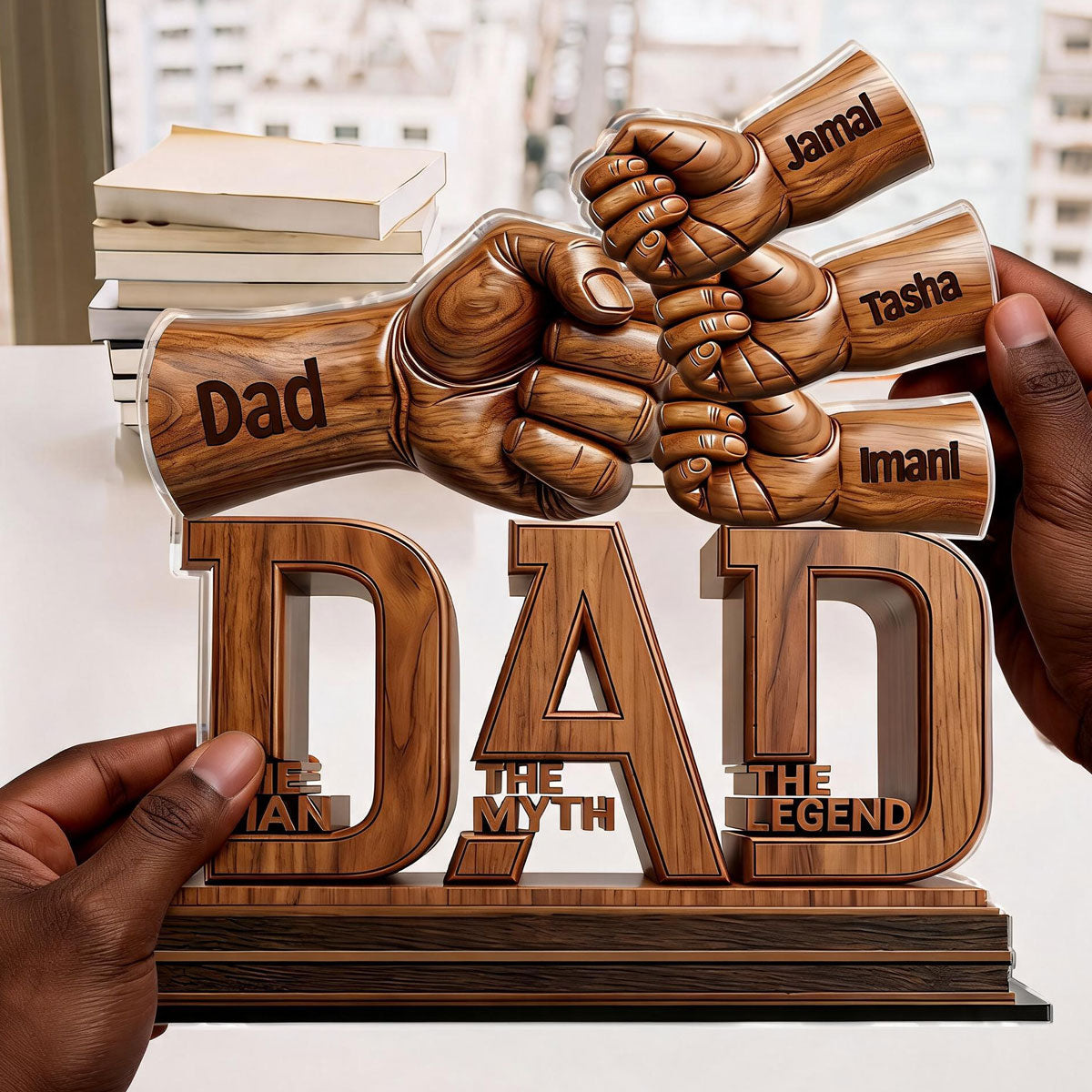 Custom Dad Fist Bump Acrylic Plaque personalization view for Dad
