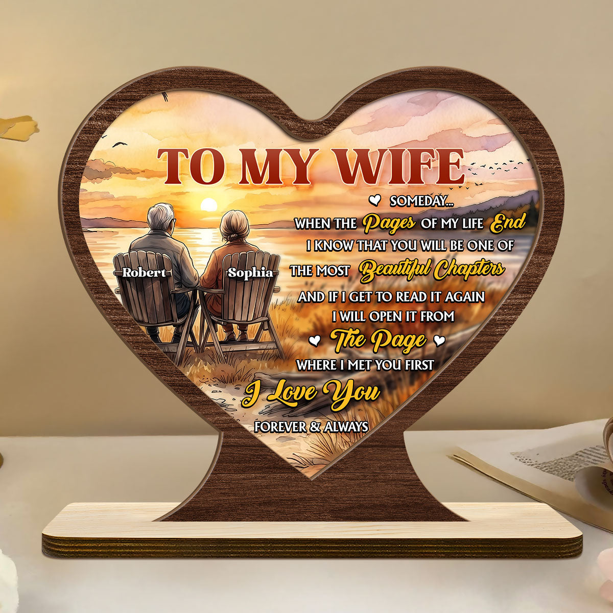 To My Husband / Wife: Our Love In Every Chapter - Personalized 2-Layer Wood Plaque