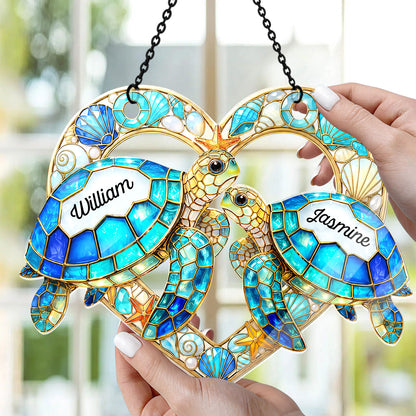 So Many In The Sea - Personalized Sea Turtle Couple Acrylic Suncatcher
