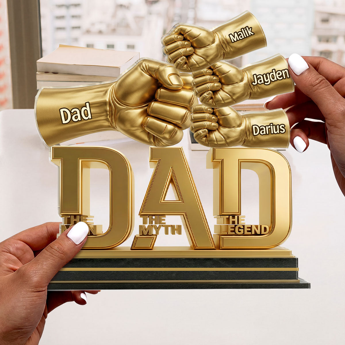 Custom Dad The Man The Myth The Legend Acrylic Plaque personalization view for Dad
