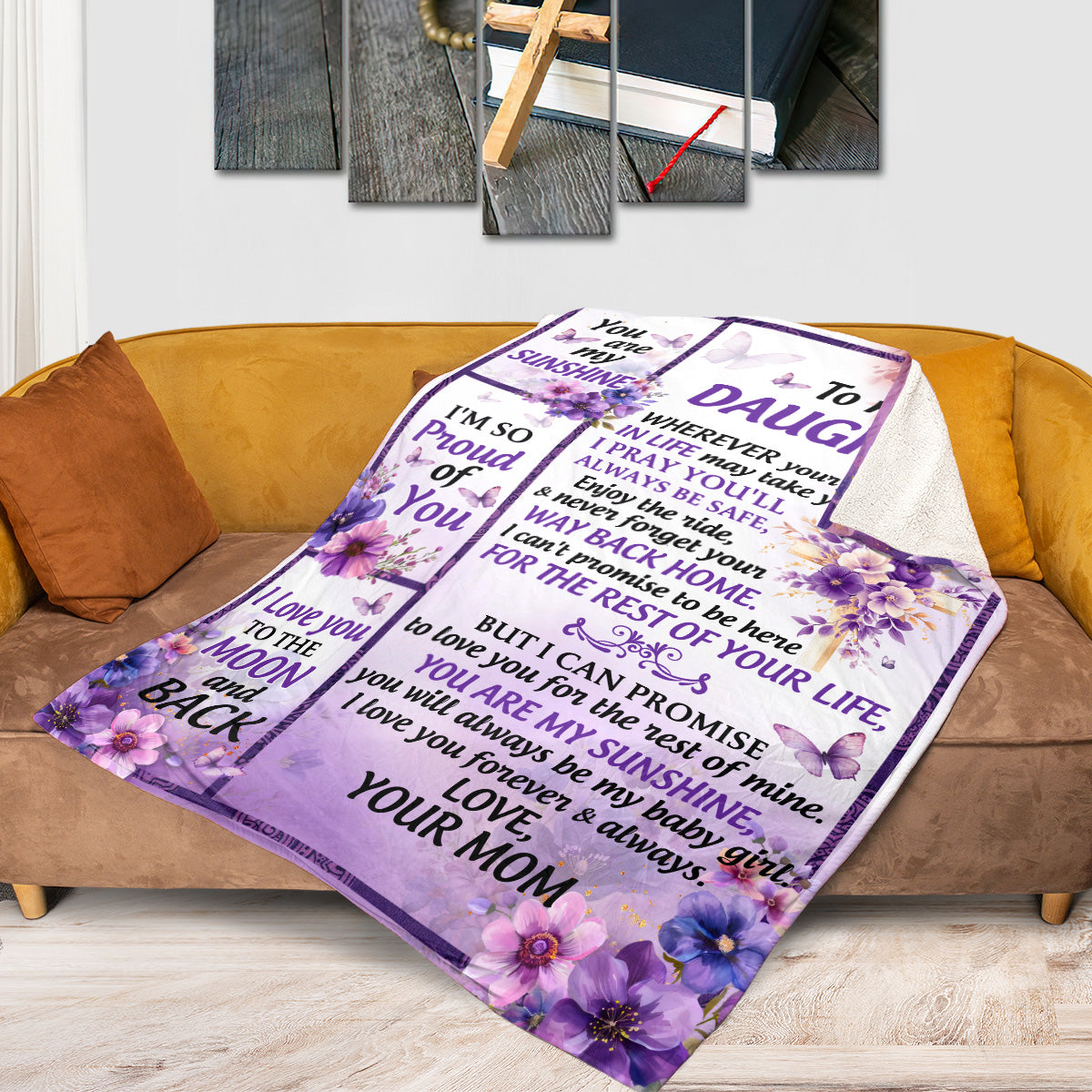 A Mom’s Love—Wrapped in Purple Flowers and Forever Promises | Personalized Blanket