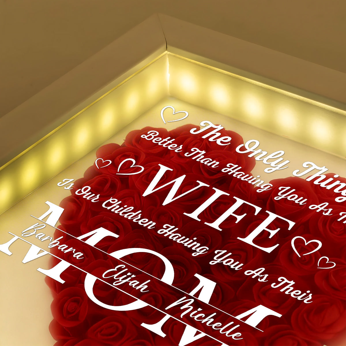 The Only Thing Better Than Having You As My Wife - Personalized Heart Flower Shadow Box