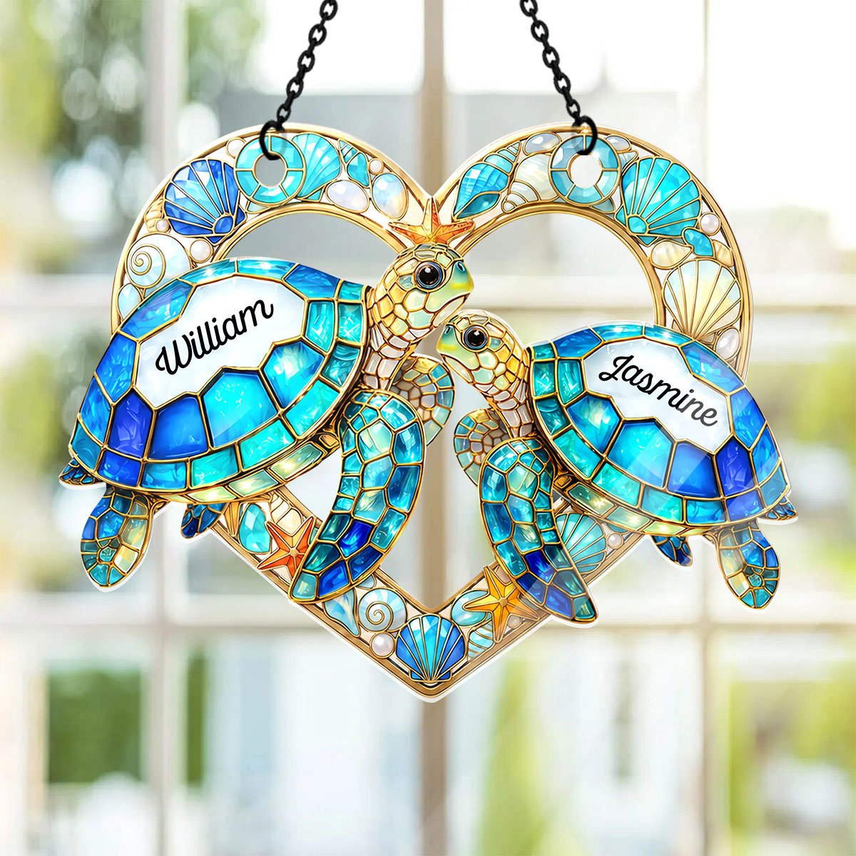 So Many In The Sea - Personalized Sea Turtle Couple Acrylic Suncatcher