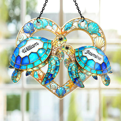 So Many In The Sea - Personalized Sea Turtle Couple Acrylic Suncatcher