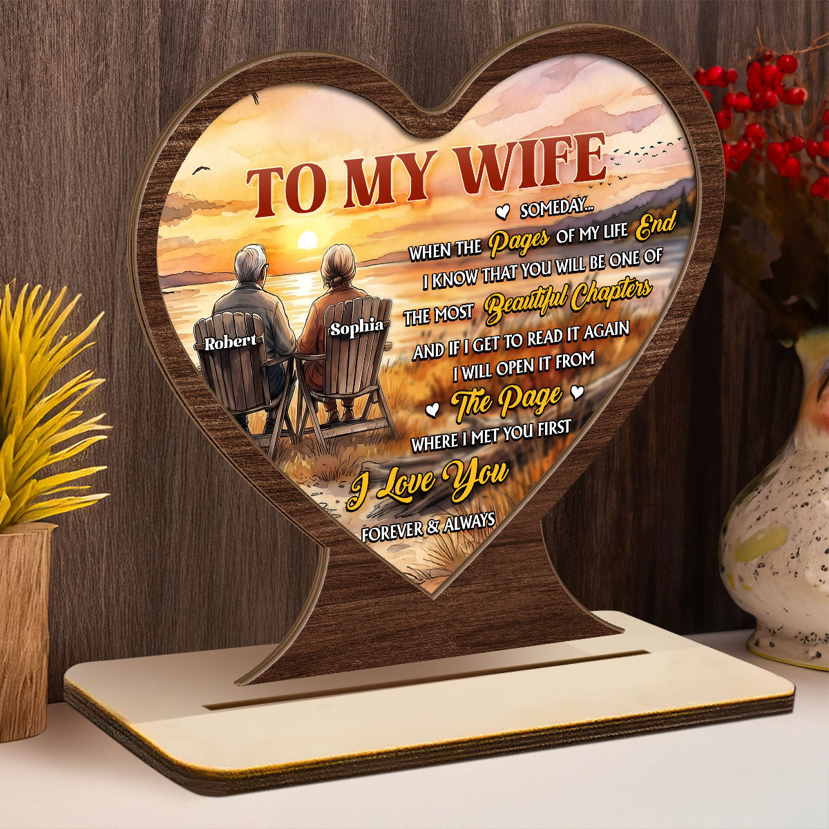To My Husband / Wife: Our Love In Every Chapter - Personalized 2-Layer Wood Plaque