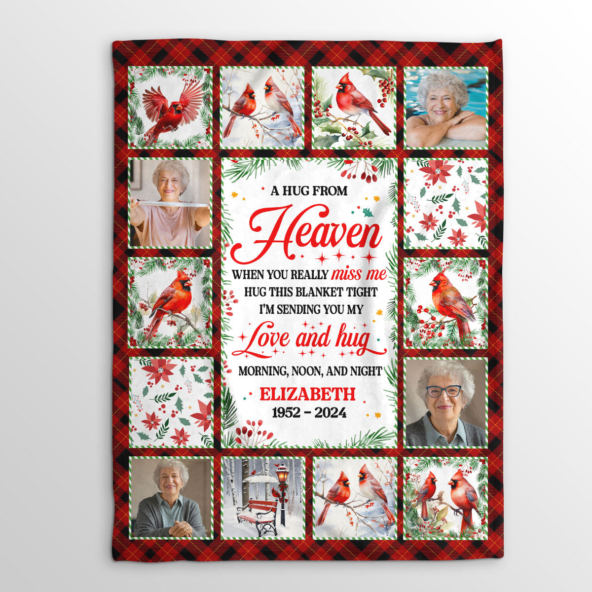 A Hug From Heaven - Personalized Cardinal Memorial Blanket