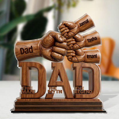 Plaque material and size view - Custom Dad Fist Bump Acrylic Plaque