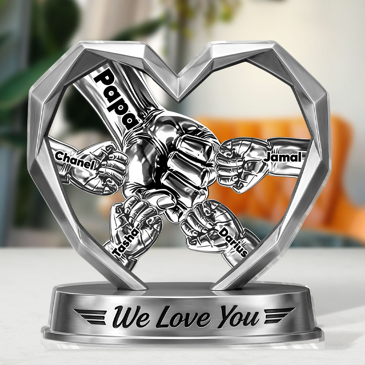 Plaque material and size view - Personalized Fist Bump Plaque